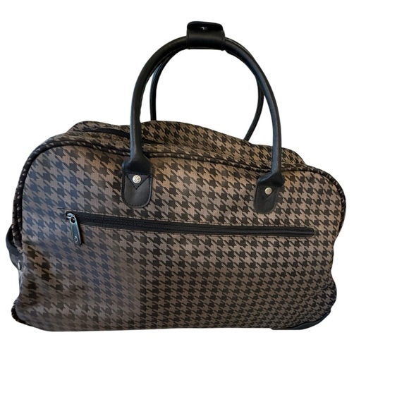 CALPAK 24 inch rolling satchel DUFFEL BAG Brown Houndstooth Unisex Carry on - Picture 10 of 12